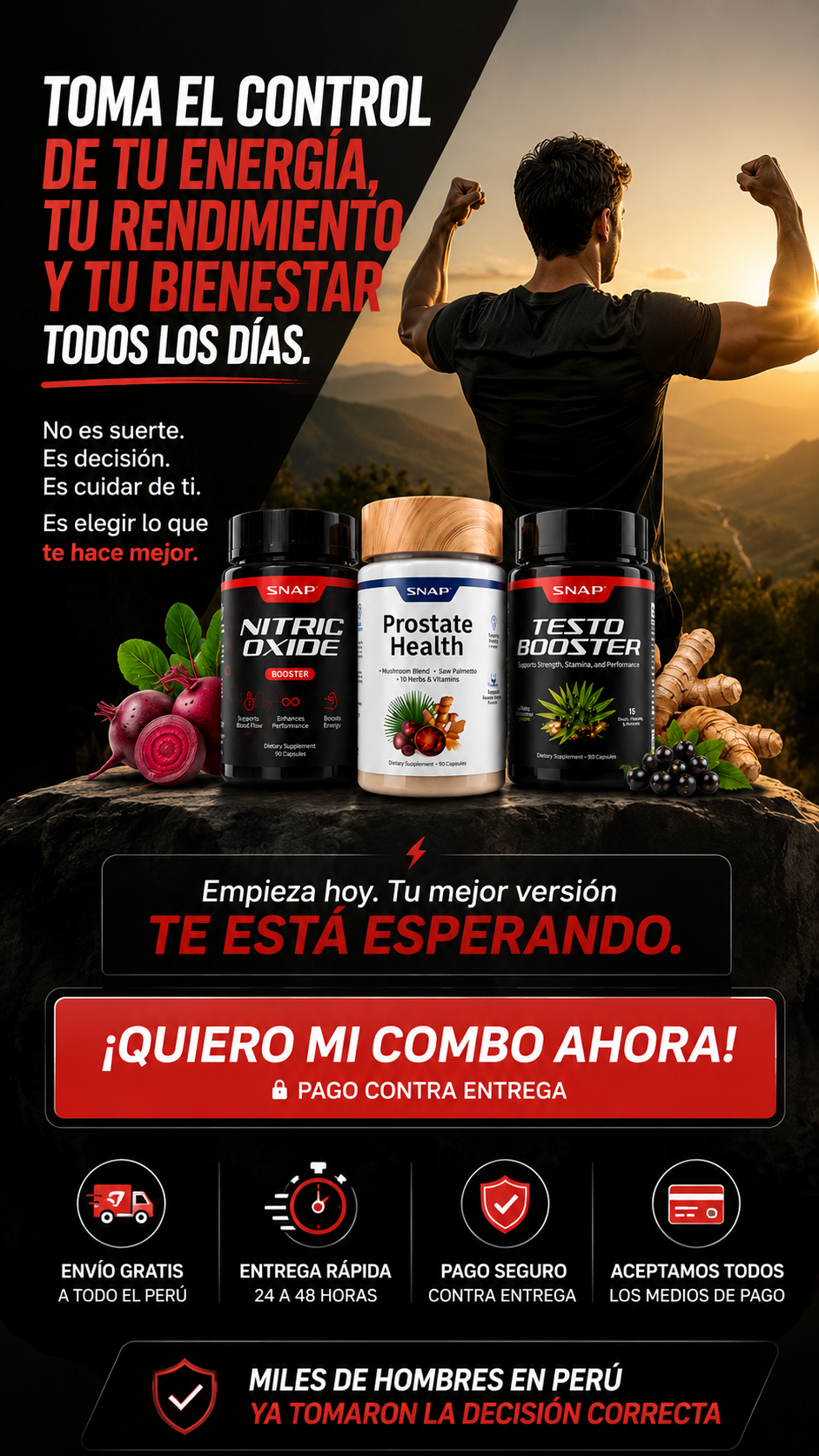 Snap Power Man 3 Combo: Nitric Oxide | Prostate Health | Testo Booster